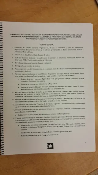 Temario OPE OSAKIDETZA TCAE Auxiliar Enfermeria