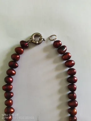 Collar perlas naturales rojizo