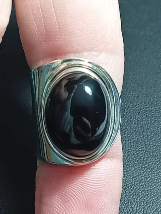 Anillo Plata Ley Ónix Negro