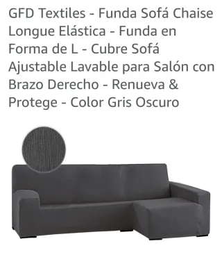 Funda Sofá Chaise Longue L Gris Oscuro