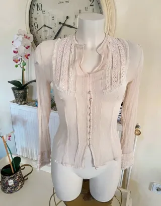 Blusa Boho Romántica Encaje Estilo Ibiza Talla S