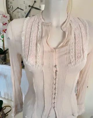 Blusa Boho Romántica Encaje Estilo Ibiza Talla S