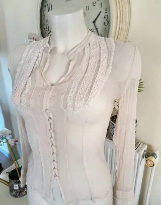 Blusa Boho Romántica Encaje Estilo Ibiza Talla S