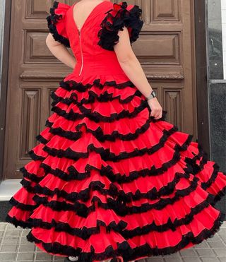 Traje de Flamenca Rojo encaje Talla 42 44 46