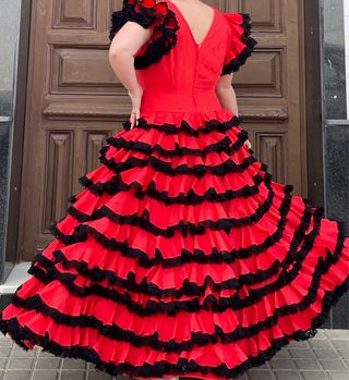 Traje de Flamenca Rojo encaje Talla 42 44 46