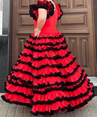 Traje de Flamenca Rojo encaje Talla 42 44 46