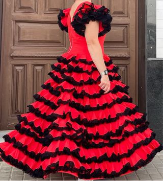 Traje de Flamenca Rojo encaje Talla 42 44 46