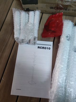 VASAGLE Perchero, Madera Maciza, en Forma de Árbol, 8 Ganchos para Chaquetas, Sombreros, para Pasillo, Ganchos y Barra de Soporte de Madera de Caucho, Blanco Nube RCR010W02