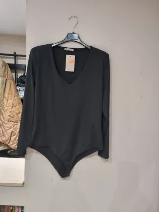 Body vestir manga larga escote pico