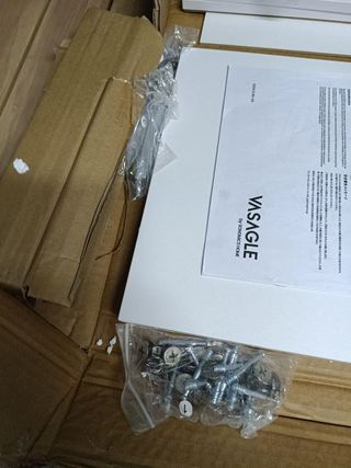 VASAGLE Mesita de Noche, Mesa Auxiliar con Cajón, Asa, Compartimento Abierto, para Dormitorio, Salón, Blanco Nube LET619T14