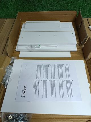 VASAGLE Mesita de Noche, Mesa Auxiliar con Cajón, Asa, Compartimento Abierto, para Dormitorio, Salón, Blanco Nube LET619T14