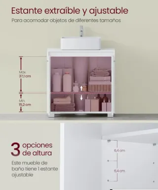 VASAGLE Armario Bajo Lavabo, Mueble de Baño