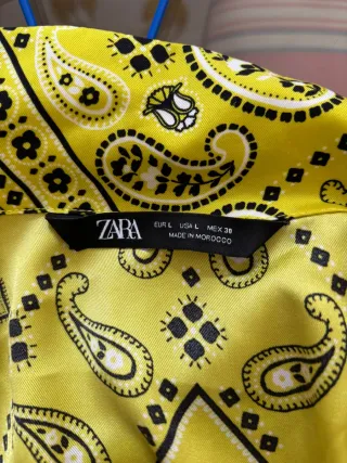 Camisa Zara Estampada Amarilla
