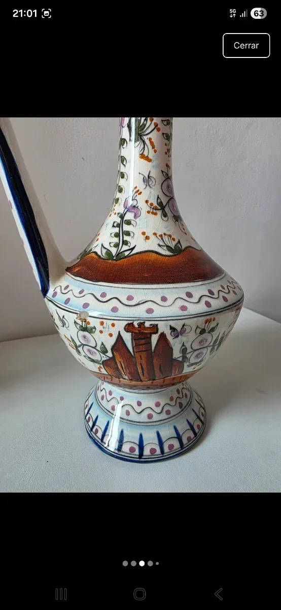 Jarrón Cerámica Portugal 30cm Azul Blanco