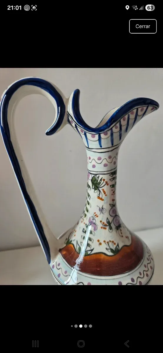 Jarrón Cerámica Portugal 30cm Azul Blanco