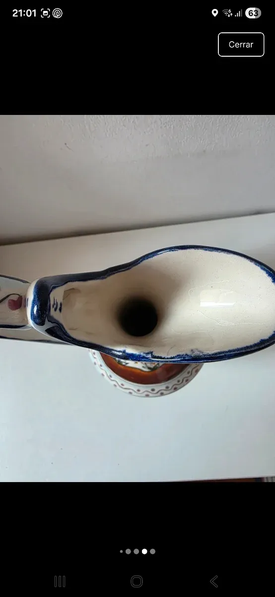 Jarrón Cerámica Portugal 30cm Azul Blanco