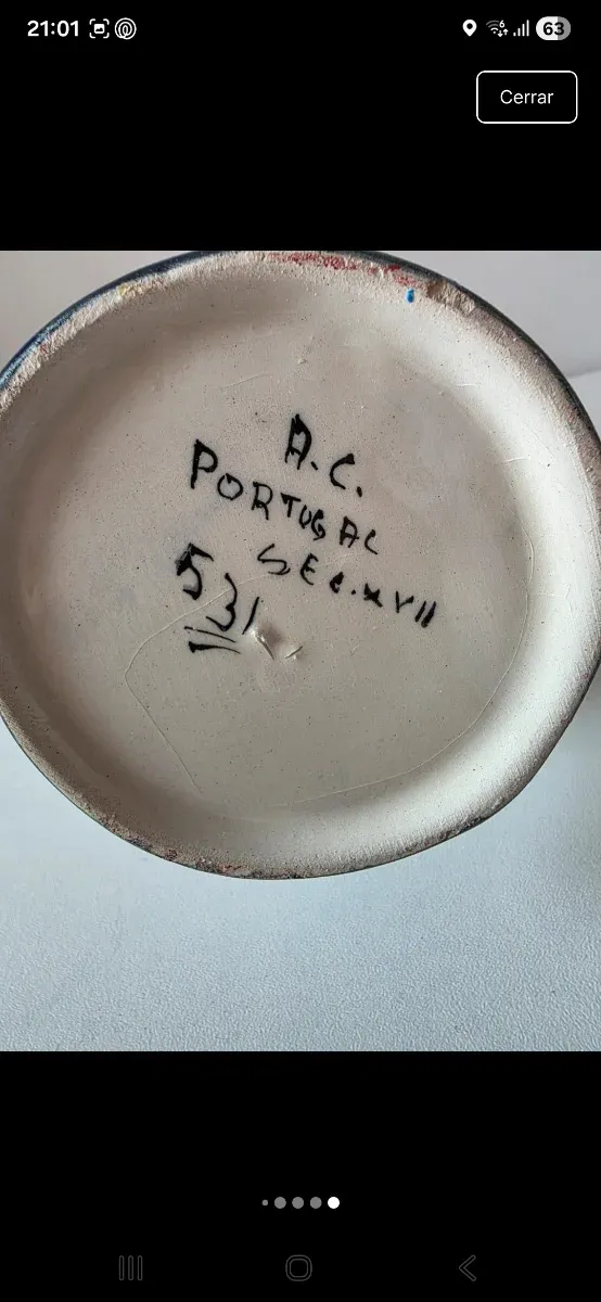 Jarrón Cerámica Portugal 30cm Azul Blanco