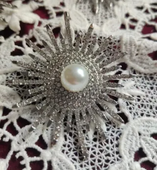 3 Broches Estrella Perla Plata