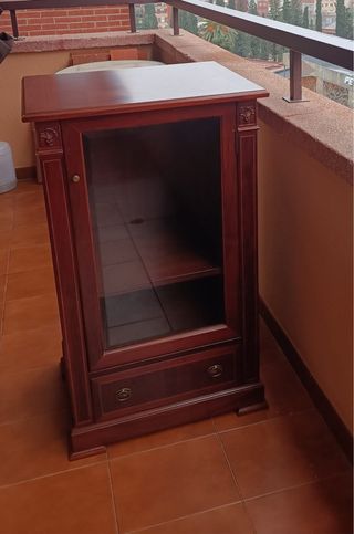 Vitrina de madera con puerta de cristal