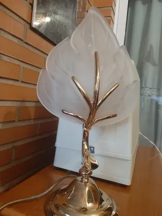 Lámpara techo y 2 mesita oro/blanco