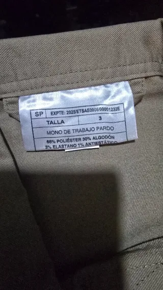 Mono de trabajo pardo Talla 3