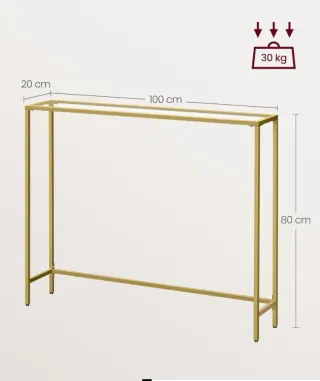Mesa Consola VASAGLE Dorada Cristal