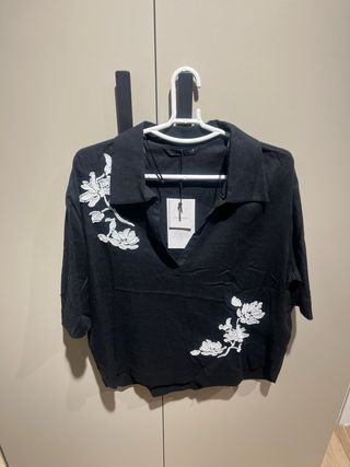 Set Zara Blusa y Pantalón Bordado abalorios