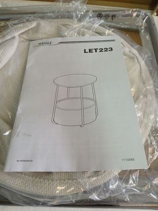 Mesa auxiliar VASAGLE redonda gris