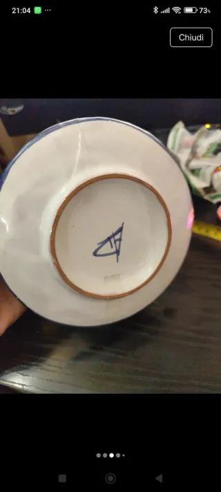 Tazzone con piatto ceramica blu e bianco