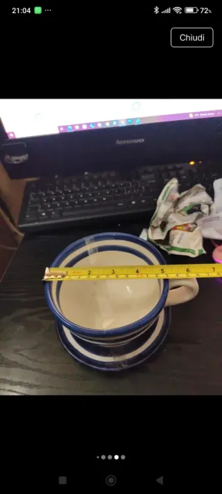 Tazzone con piatto ceramica blu e bianco