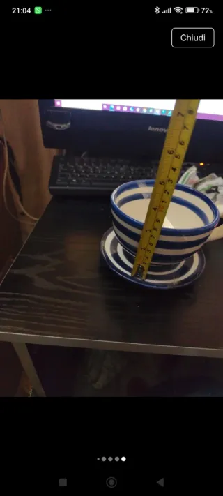 Tazzone con piatto ceramica blu e bianco