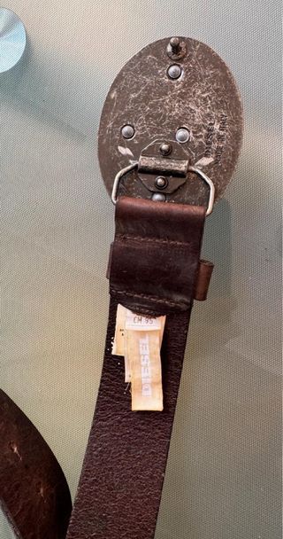 CINTURON DIESEL CUERO HEBILLA HIERRO MADERA 95