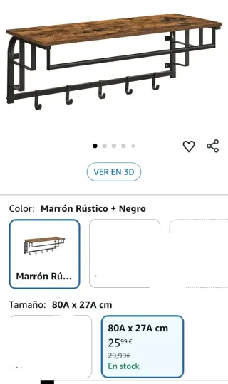 Appendiabiti da parete VASAGLE con barra e ganci