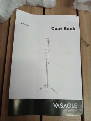 VASAGLE RCR04WT Appendiabiti in legno massello a forma di albero