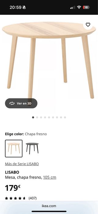 Mesa redonda Ikea Lisabo fresno