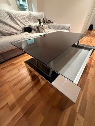 Mesa de centro elevable de cristal negro