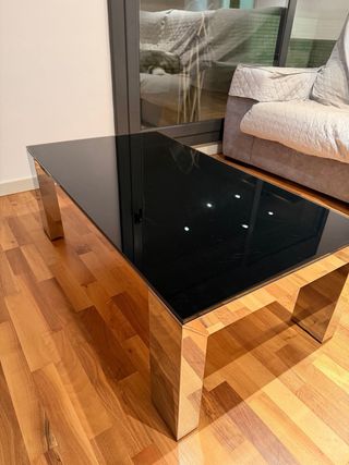 Mesa de centro elevable de cristal negro