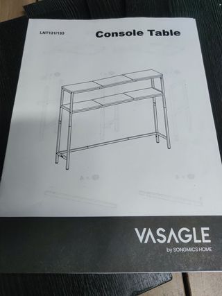 VASAGLE Mesa de Consola de 2 Niveles, Mesa Auxiliar con 2 Estantes, 20 x 100 x 80 cm, para Sala de Estar, Pasillo, Recibidor, Gris Carbón y Negro Tinta LNT131B22