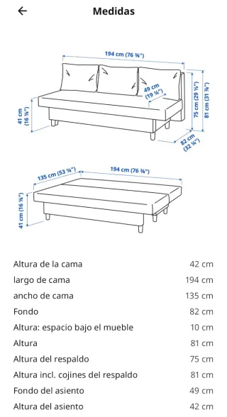 Sofá Cama IKEA ÄLVDALEN 3 Plazas Gris
