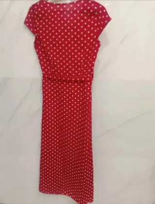 NUEVO (M) Vestido rojo lunares blanco