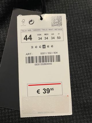 Pantalón Zara Gris Talla M