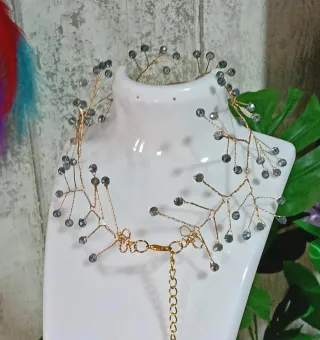 Collar choker alambre dorado con cristales