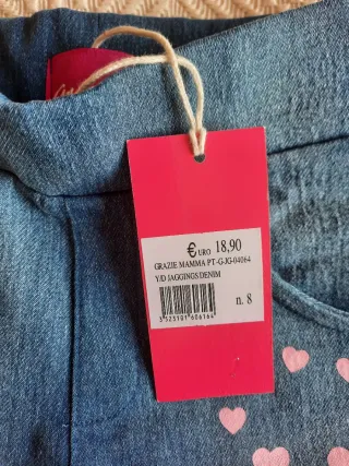 Jeans nuovi bambina cuoricini rosa taglia 8 anni