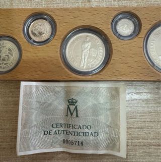 Lote 5 monedas plata V centenario 1989