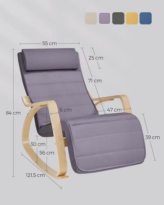 SONGMICS LYY010G01 – Silla Mecedora Gris Claro