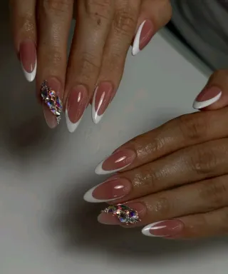 Uñas Postizas Francesas Beige y Multicolor