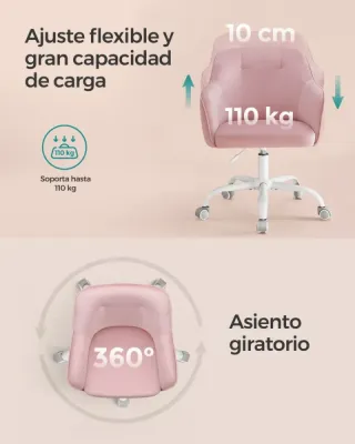 Silla Oficina Giratoria Rosa SONGMICS OBG019P02
