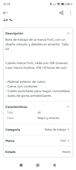 Botas de trabajo Forli negras y amarillas