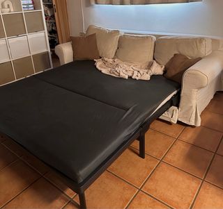 Sofá cama beige tela de 3 plazas