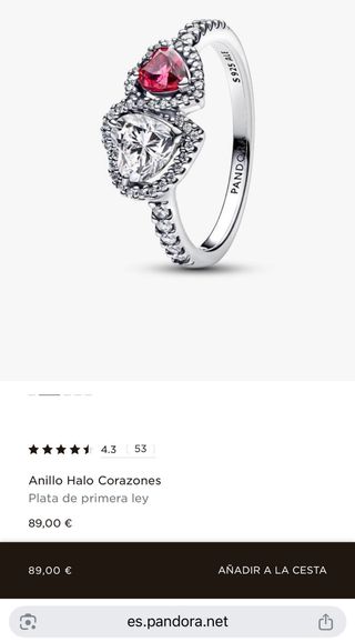Anillo Pandora Corazones en Plata Ley